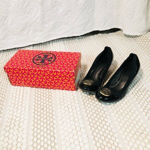 Tory Burch Black Patent Wedges